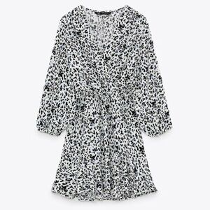 Zara Black and White Leopard Print Dress